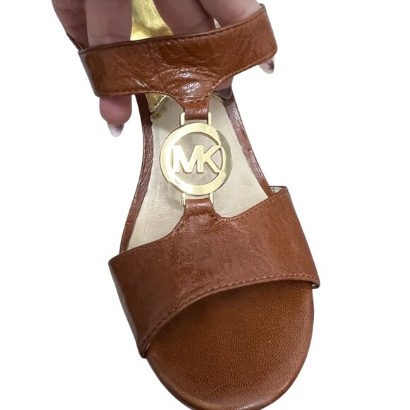 Michael Michael Kors Leather Logo strappy Tortoise heel Sandal women's size 8 - Picture 5 of 10